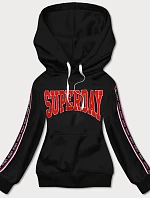 Krátká černá dámská mikina s nápisy (26014)