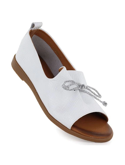 Dámské kožené polobotky s otevřenou špičkou bílé Cambell 19388 Dámské kožené polobotky s otevřenou špičkou bílé Cambell 19388