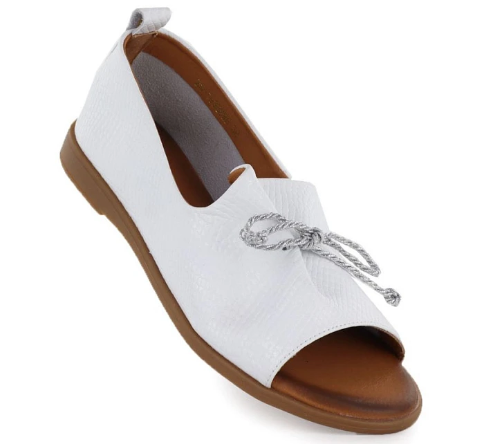 Dámské kožené polobotky s otevřenou špičkou bílé Cambell 19388 Dámské kožené polobotky s otevřenou špičkou bílé Cambell 19388