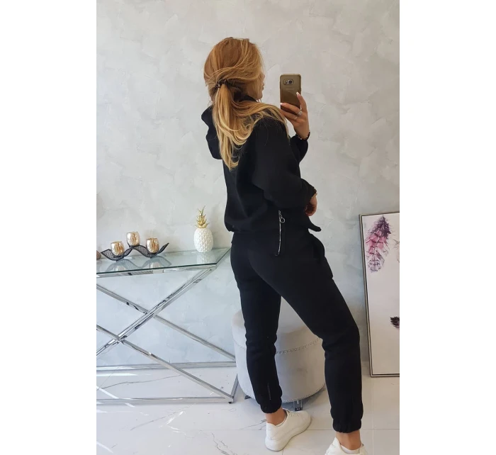 Zateplený set model 21915215 a kapuce černý - K-Fashion Zateplený set model 21915215 a kapuce černý - K-Fashion