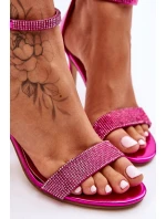 Dámské sandály na vysokém podpatku s kamínky Fuchsie model 21622341 - Boto Dámské sandály na vysokém podpatku s kamínky Fuchsie model 21622341 - Boto