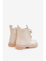 Zateplené dětské boty s medvídkem na zip béžové model 21678623 - Boto Zateplené dětské boty s medvídkem na zip béžové model 21678623 - Boto