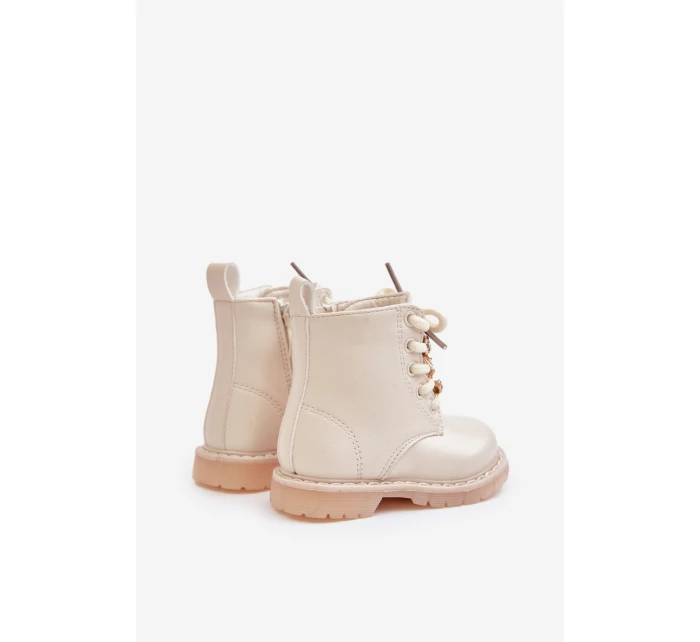 Zateplené dětské boty s medvídkem na zip béžové model 21678623 - Boto Zateplené dětské boty s medvídkem na zip béžové model 21678623 - Boto