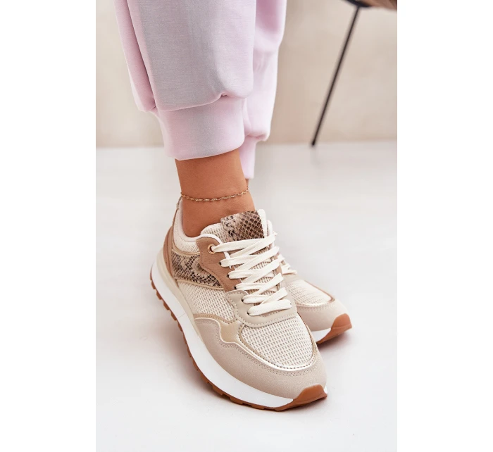 Dámské Sportovní Boty Na Platformě Zvířecí Vzor Béžové Davinara Dámské Sportovní Boty Na Platformě Zvířecí Vzor Béžové Davinara