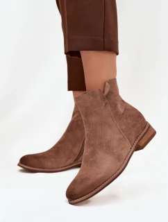 Dámské kotníkové boty na ploché podrážce model 21712281 světle hnědé - VINCEZA