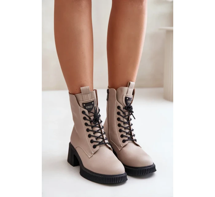 Zateplené Dámské Kotníkové Boty z Přírodní Kůže Vinceza Béžové