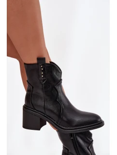 Dámské zateplené kotníkové boty na podpatku Brilynn – černé