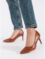 Stylové hnědé dámské lodičky na jehlovém podpatku Stylové hnědé dámské lodičky na jehlovém podpatku