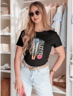 Dámské tričko s potiskem TRENDAY černé FashionStreet RY2824