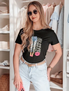 Dámské tričko s potiskem TRENDAY černé Dstreet RY2824