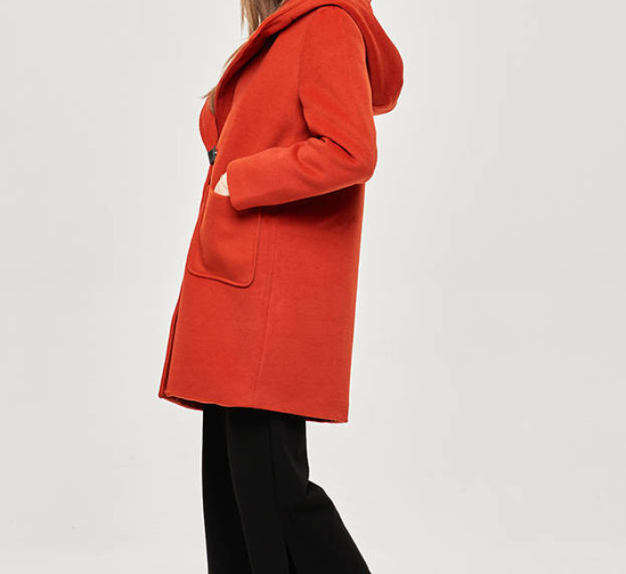 Krátký červený dámský kabát s kapucí (GSQ2311)