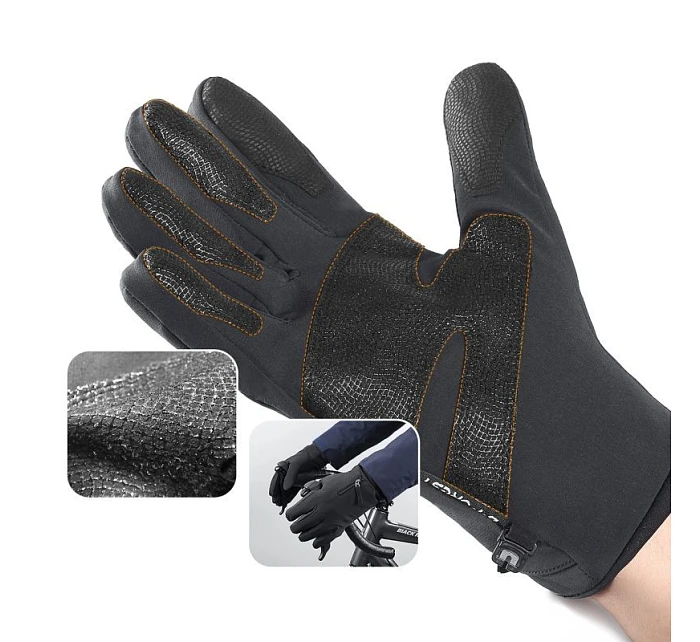 Zimní sportovní rukavice s protiskluzovým povrchem (velikost L) - černé Zimní sportovní rukavice s protiskluzovým povrchem (velikost L) - černé
