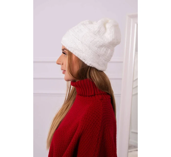 Fleecová čepice ecru model 18751441 - K-Fashion Fleecová čepice ecru model 18751441 - K-Fashion