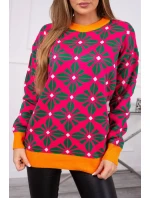 Svetr s geometrickým motivem fuchsiový