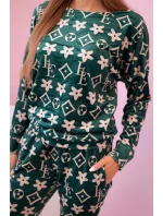 Dámská souprava z veluru s model 21149309 zelená + béžová - K-Fashion Dámská souprava z veluru s model 21149309 zelená + béžová - K-Fashion