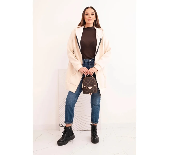 Dámská mikina s kapucí a model 21780819 béžová - K-Fashion Dámská mikina s kapucí a model 21780819 béžová - K-Fashion