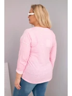 Dámská blůza Plus Size s nápisem Love You More světle růžová Dámská blůza Plus Size s nápisem Love You More světle růžová