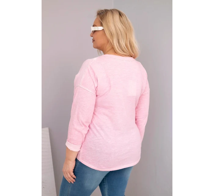 Dámská blůza Plus Size s nápisem Love You More světle růžová Dámská blůza Plus Size s nápisem Love You More světle růžová