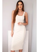 Dámské viskózové žebrované šaty na ramínka béžová Dámské viskózové žebrované šaty na ramínka béžová