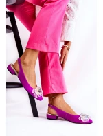 Semišové balerínky na  s zdobením tmavě růžovým Elena model 21589842 - Boto