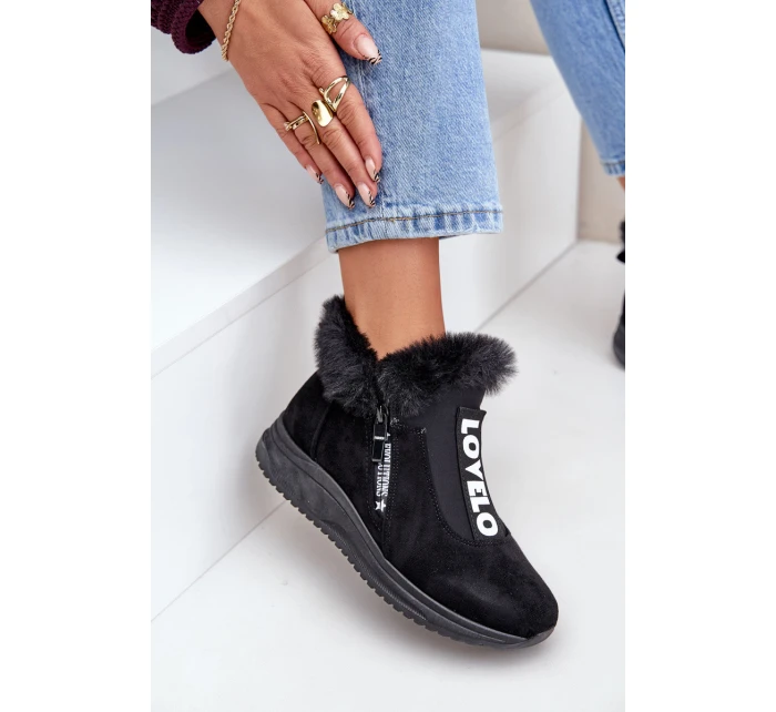 Tenisky Botky Dámské S Kožíškem Černé Zeriana