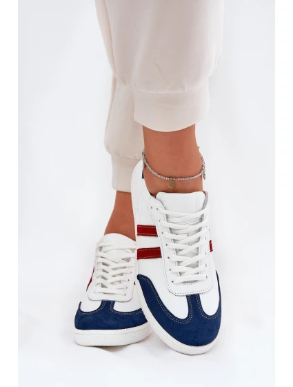 Zazoo N1068 Kožené Nízké Tenisky Dámské Bílá-Námořnická Modrá Zazoo N1068 Kožené Nízké Tenisky Dámské Bílá-Námořnická Modrá