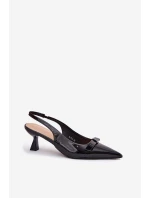 Lakované Sandály Na S Mašlí Černé model 21699990 - Boto Lakované Sandály Na S Mašlí Černé model 21699990 - Boto