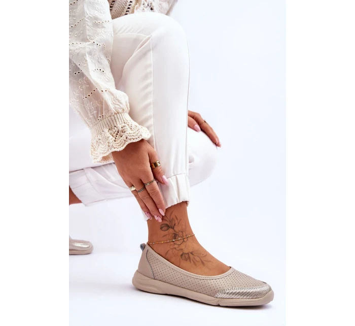 Kožené dámské prolamované baleríny Béžová Lucy Kožené dámské prolamované baleríny Béžová Lucy