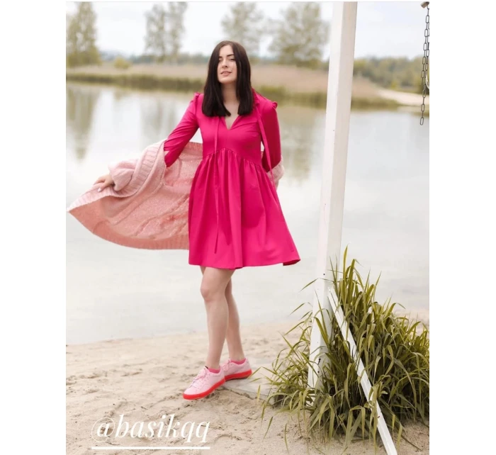 Červené dámské šaty s volánkovým stojáčkem (208ART)