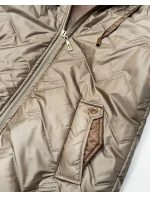 Pikowana kurtka damska z kapturem Goodlookin beżowa (B8596-12)