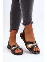 Dámské černé kožené sandály model 21651679 - Zazoo
