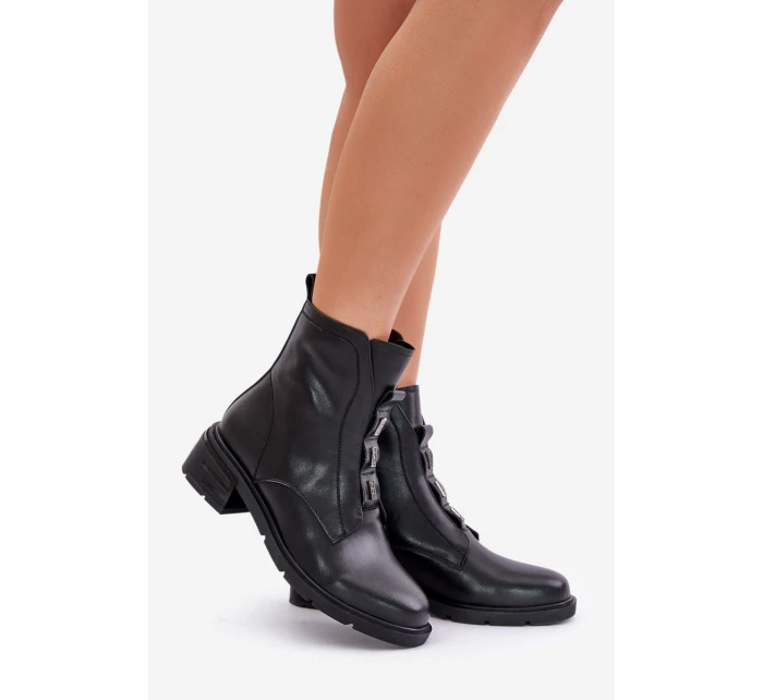 Kožené boty na zip zateplené černé model 21675513 - EVENTO