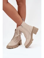 Dámské kotníkové boty Vinceza na kocích s ocieplením – béžové Dámské kotníkové boty Vinceza na kocích s ocieplením – béžové