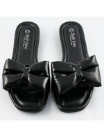 Černé dámské pantofle s mašlí model 17360271