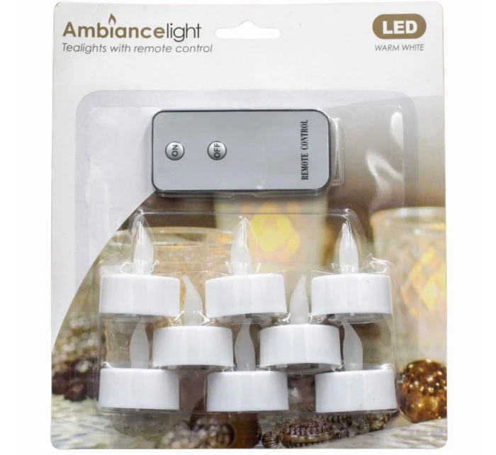 SADA 8 VEDENÝCH ČAJOVÝCH SVÍTIDEL S DÁLKOVÝM OVLÁDÁNÍM