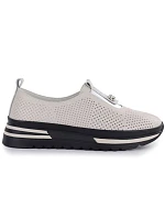 Dámské kožené boty na platformě béžové barvy S.Barski model 22081734