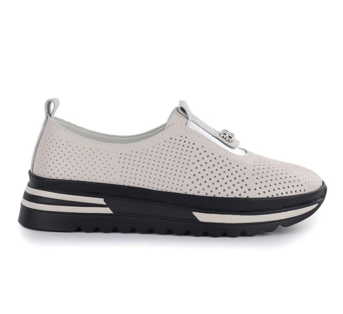 Dámské kožené boty na platformě béžové barvy S.Barski model 22081734