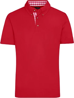 Daiber JN 716 Pánské piqué polo v tradičním krojovém stylu 02.0716 red/red white