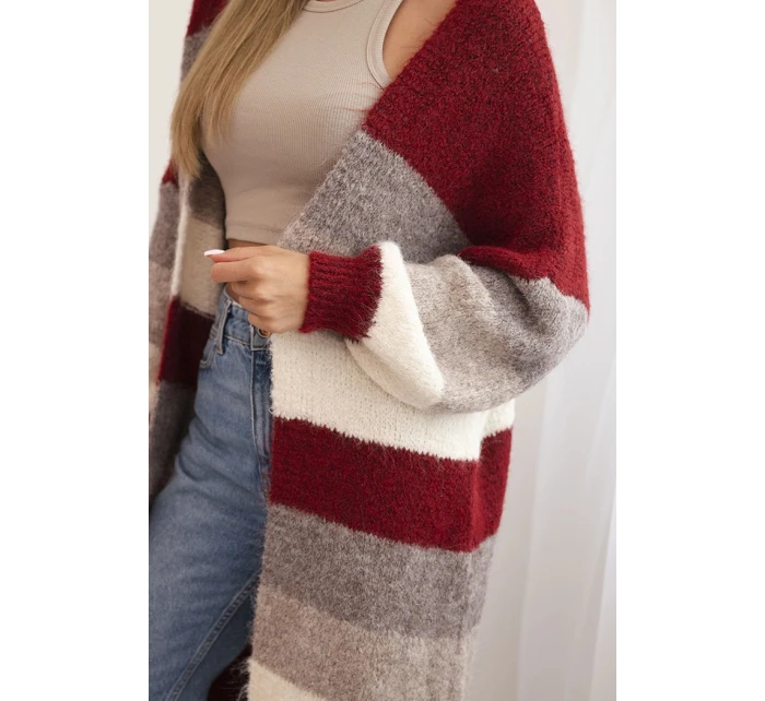 Dámský kardigan s vlnou v  bordový model 21264654 - K-Fashion