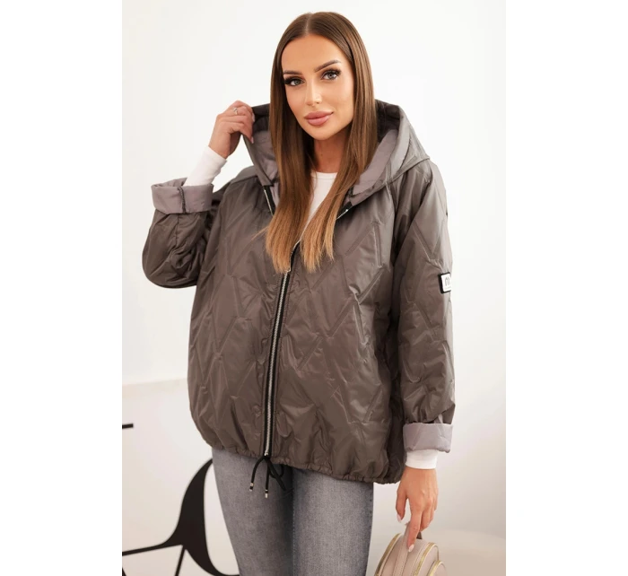 Dámská prošívaná bunda s kapucí cappuccino