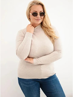 Dámský svetr Plus Size z viskózy s rolákem béžový
