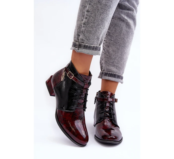 Dámské kožené boty Trzewiki Maciejka 5743A-23 Bordó