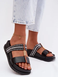 Dámské páskové platformové nazouváky Tahlia Černé