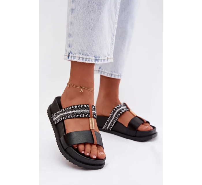 Dámské páskové platformové nazouváky Tahlia Černé