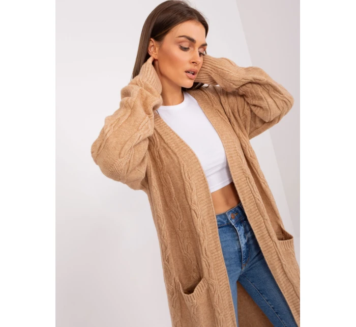 Kardigan AT SW model 18884698 camelowy - FPrice Kardigan AT SW model 18884698 camelowy - FPrice