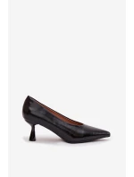 Dámské lakované lodičky na jehlovém podpatku Gavrielle – černé Dámské lakované lodičky na jehlovém podpatku Gavrielle – černé