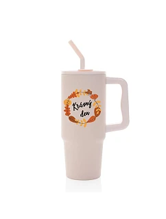 KRÁSNÝ DEN (PODZIM) - růžový cestovní termohrnek 900 ml
