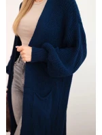Dlouhý kardigan model 21722982 svetr tmavě modrý - Kesi Dlouhý kardigan model 21722982 svetr tmavě modrý - Kesi