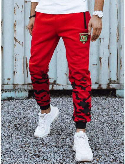 Pánské tepláky s potiskem červené FashionStreet UX4452