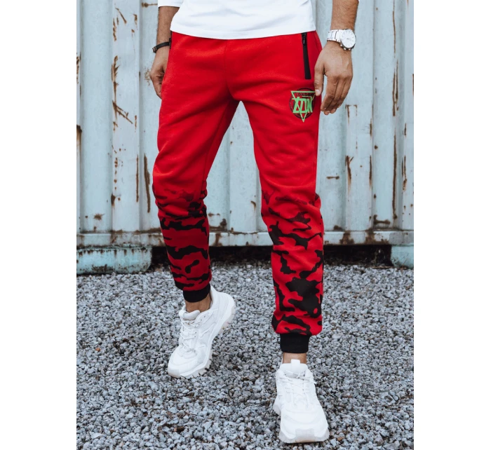 Pánské tepláky s potiskem červené FashionStreet UX4452